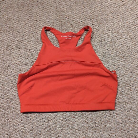 Outdoor Voices Techsweat Longline Sports Bra Womens Medium Red Athletic Crop Top - Picture 1 of 6